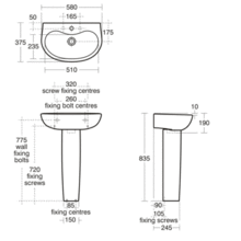 E715201 E615001 Space 58cm short projection washBasin