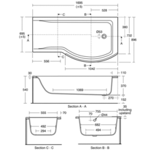 E7316 E7315 Concept 170cm Shower bath
