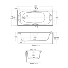 E768401 E768501 ALTO Idealform 170 x 70 or 75cm rectangular bath