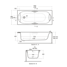 E768401 E768501 ALTO Idealform 170 x 70 or 75cm rectangular bath