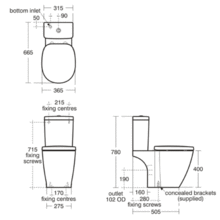 Ideal Standard CONCEPT CUBE close coupled WC, open back 