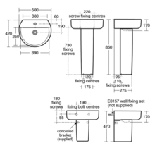 Ideal Standard CONCEPT Sphere 50cm pedestal or furniture basin, 1 tap hole