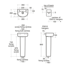 Ideal Standard E793201 CONCEPT Arc 35cm hand rinse basin - two tapholes