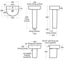 Ideal Standard CONCEPT Arc 45cm hand rinse basin, 1 tap hole