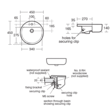 Ideal Standard CONCEPT Sphere 45cm semi countertop basin, 1 tap hole