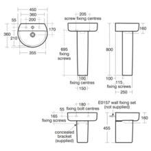 Ideal Standard CONCEPT Sphere 45cm hand rinse basin, 1 tap hole