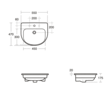 J5027 PLAYA 55cm Countertop Vanity Basin