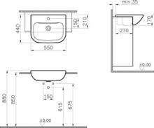 S20 Semi_recessed Basin, 550mm, 1 or 2 tapholes