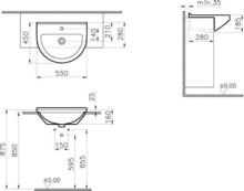 S50 Semi recessed Basin 55cm round