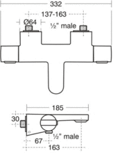 Ideal Standard A4630AA CERATHERM 200 exposed thermostatic bath/shower mixer