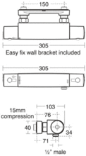 Ideal Standard Ideal A4740AA ALTO Ecotherm Thermostatic Shower mixer