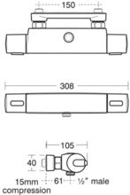 Ideal Standard A4814AA CERATHERM 100 exposed shower with IDEALRAIN M3 kit