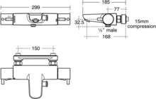 Ideal Standard Ideal A5639AA ALTO ECOTHERM exposed bath/shower mixer with wall mountings