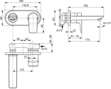 Ideal Standard A6578AA TESI wall Basin Mixer no waste (inc A5948NU fixing)