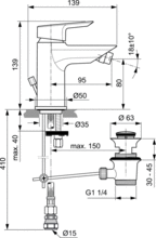 Ideal Standard A6589AA TESI Bidet Mixer with PUW