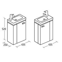 CONCEPT SPACE E0370 E0371  450 x 250mm Wall hung GUEST basin unit, 1 door 