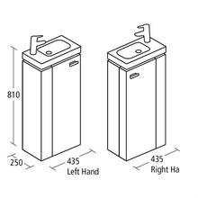 CONCEPT SPACE E1438 E1439 450 x 250mm floorstanding GUEST basin unit, 1 door 