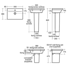 CONCEPT SPACE E1336 E1337 500x38cm or 550x380mm Basin, 1 tap hole