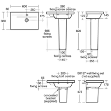 Ideal Standard CONCEPT SPACE E1338 E1339 600x380mm basin, 1 tap hole