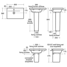 Ideal Standard CONCEPT SPACE E1338 E1339 600x380mm basin, 1 tap hole