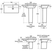 Ideal Standard CONCEPT SPACE E1341 E1342  700x380mm basin, 1 tap hole