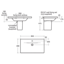 CONCEPT 60cm 70cm 85cm or 100cm vanity basin, 1 tap hole