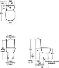 TEMPO Close Coupled WC, HO, short projection, with cistern & seat
