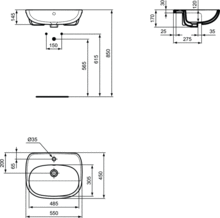 Ideal Standard TESI 55cm semi-Countertop Basin