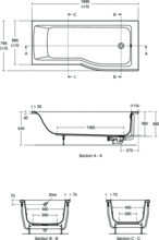 Ideal Standard CONNECT Air Idealform 170 x 80cm shower bath Right Hand